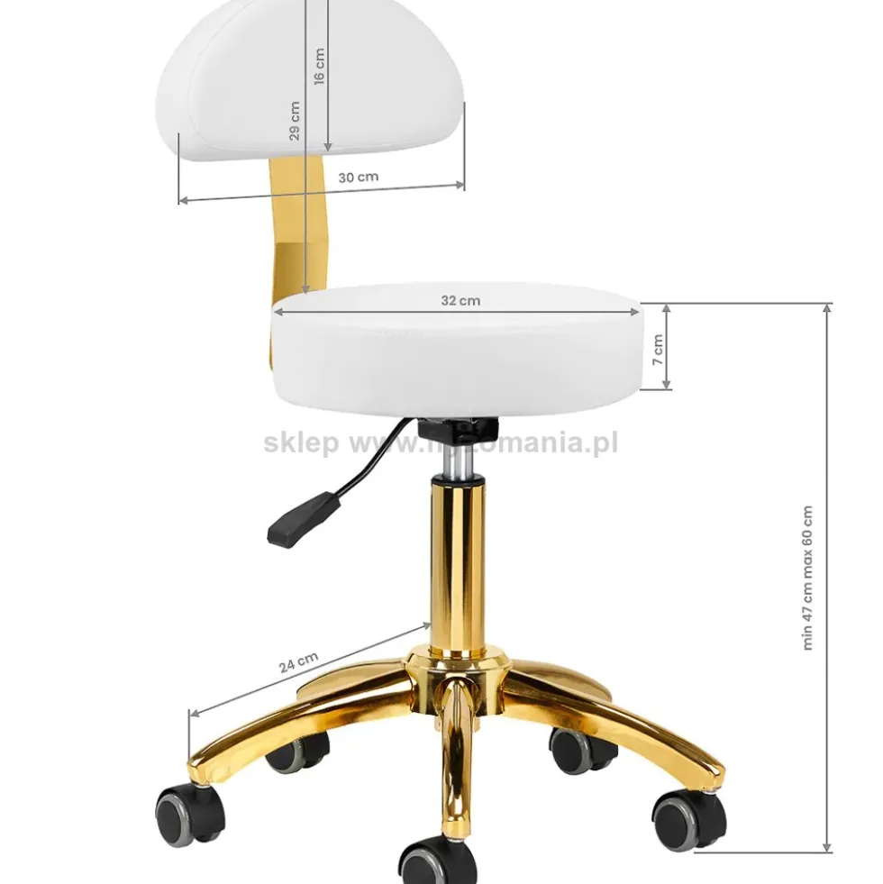 Activ AM-304G Taboret kosmetyczny złoto-biały, dostępny w 48h