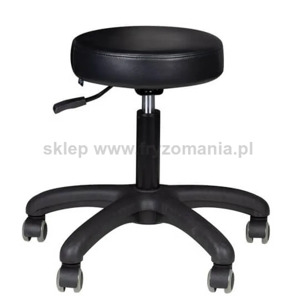 Activ AM-303-2, taboret kosmetyczny czarny z czarną podstawą, dostępny w 48h