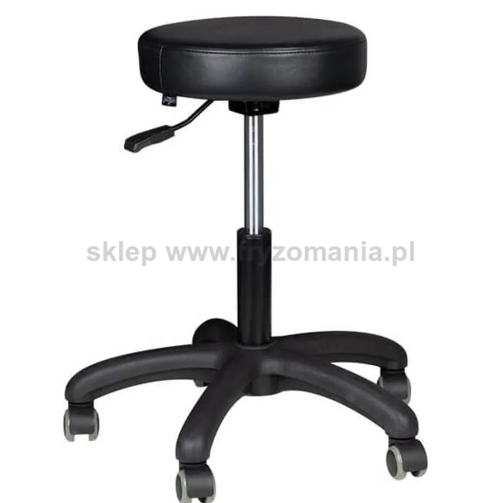 Activ AM-303-2, taboret kosmetyczny czarny z czarną podstawą, dostępny w 48h