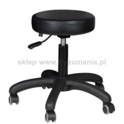 Activ AM-303-2, taboret kosmetyczny czarny z czarną podstawą, dostępny w 48h