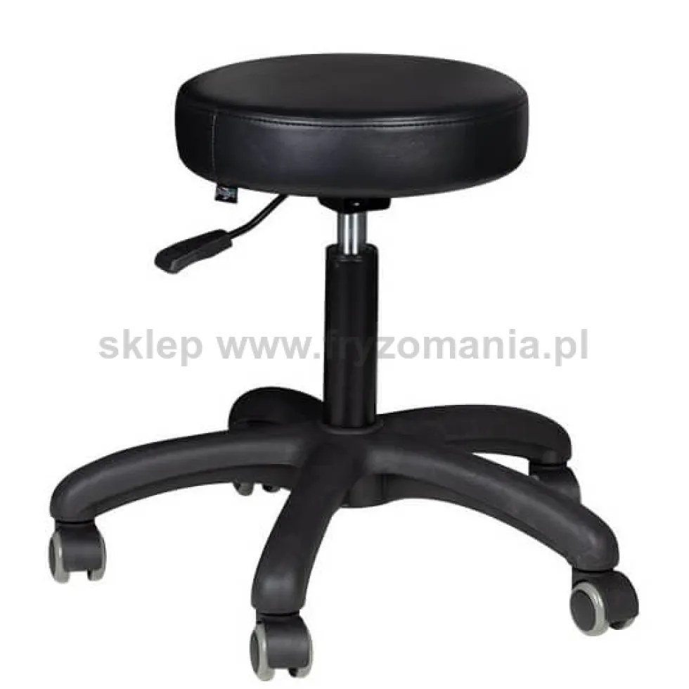 Activ AM-303-2, taboret kosmetyczny czarny z czarną podstawą, dostępny w 48h