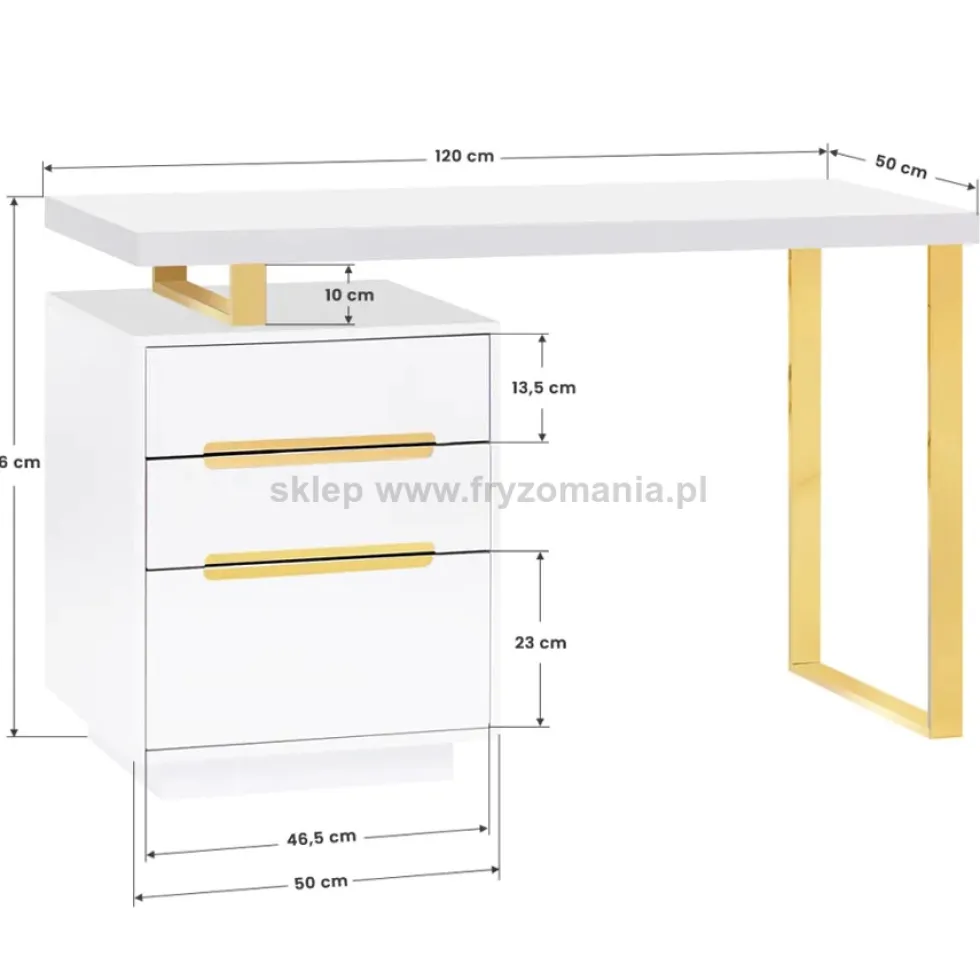 Activ 3311G Biurko kosmetyczne, złoto-białe, dostępne w 48H