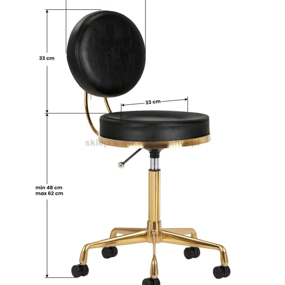 Activ H5 Taboret kosmetyczny, złoto-czarny dostępny w 48h