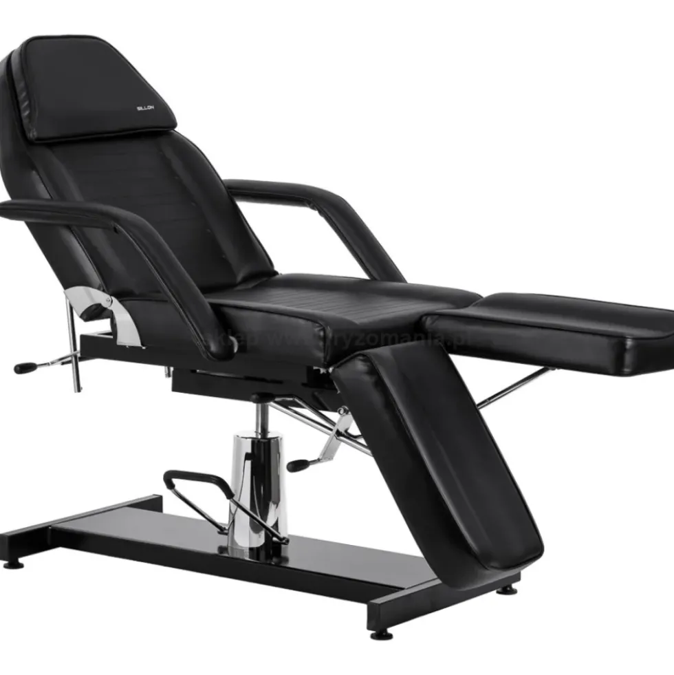 Activ Sillon 210 fotel kosmetyczny hydrauliczny, z kołyską i dzielonym podnóżkiem, czarny, dostępny w 48h