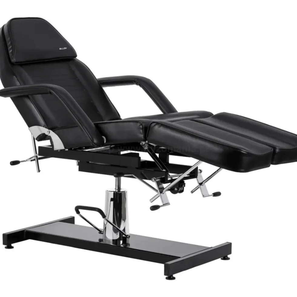 Activ Sillon 210 fotel kosmetyczny hydrauliczny, z kołyską i dzielonym podnóżkiem, czarny, dostępny w 48h