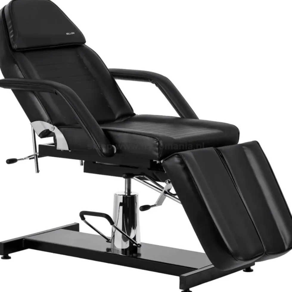 Activ Sillon 210 fotel kosmetyczny hydrauliczny, z kołyską i dzielonym podnóżkiem, czarny, dostępny w 48h