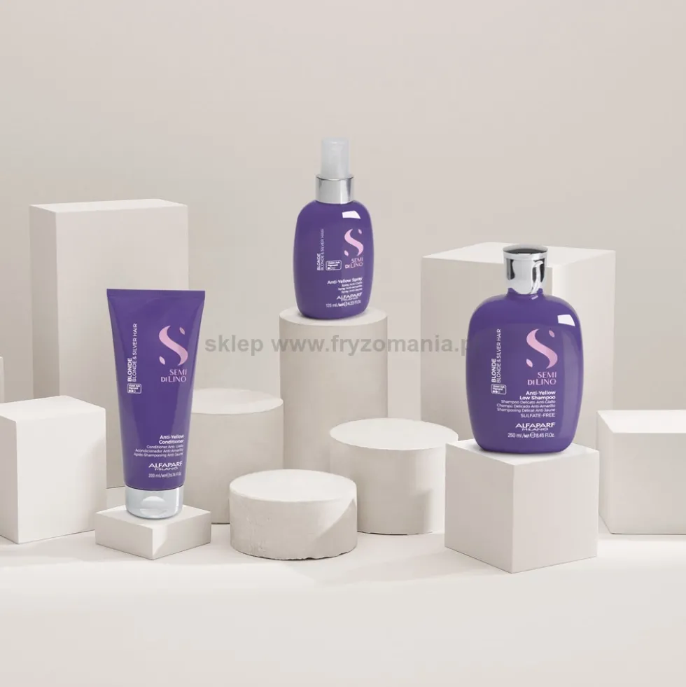 Alfaparf Semi Di Lino Blonde Anti-Yellow Szampon neutralizujący żółte odcienie do włosów blond i siwych 250ml