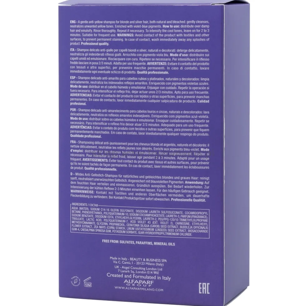 Alfaparf Semi Di Lino Blonde Anti-Yellow Szampon neutralizujący żółte odcienie do włosów blond i siwych 250ml