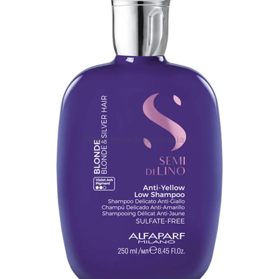 Alfaparf Semi Di Lino Blonde Anti-Yellow Szampon neutralizujący żółte odcienie do włosów blond i siwych 250ml