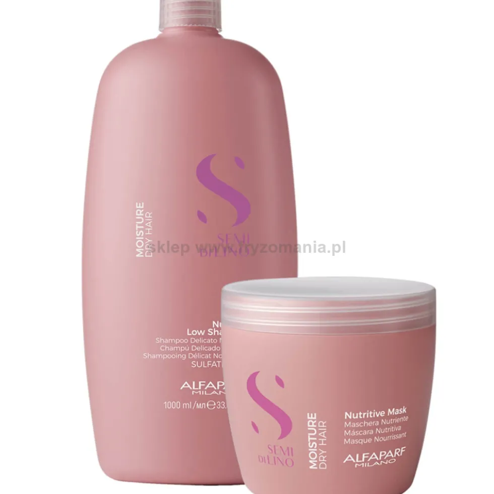 Alfaparf Semi Di Lino Moisture zestaw nawilżający włosy szampon 1000ml i maska 500ml