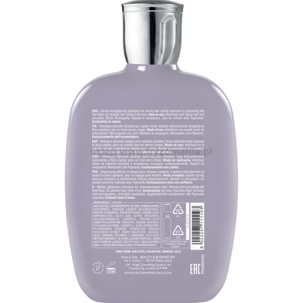 Alfaparf Semi Di Lino Smooth Szampon wygładzający do włosów niezdyscyplinowanych 250ml
