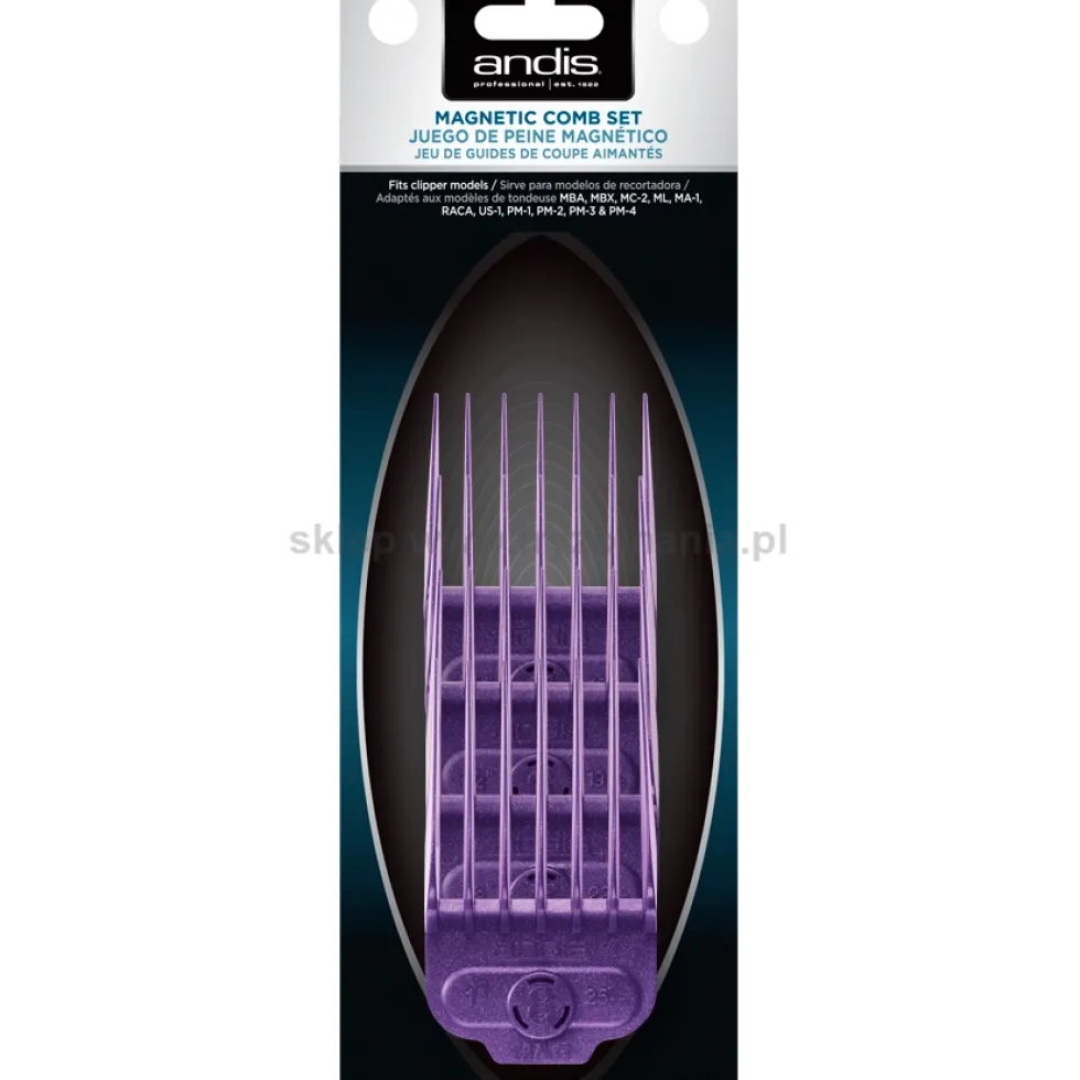 Andis Magnetic Comb Set L Nasadki do maszynki (magnetyczne), rozmiary 16mm, 19mm, 22mm, 25,5mm