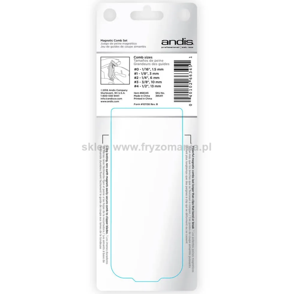 Andis Magnetic Comb Set S Nasadki do maszynki (magnetyczne), rozmiary 1,5mm, 3mm, 6mm, 10mm, 13mm