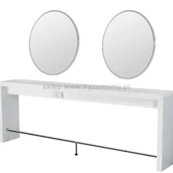 Ayala Reflection II Konsoleta fryzjerska z okrągłym lustrem i oświetleniem LED, 2-stanowiskowa