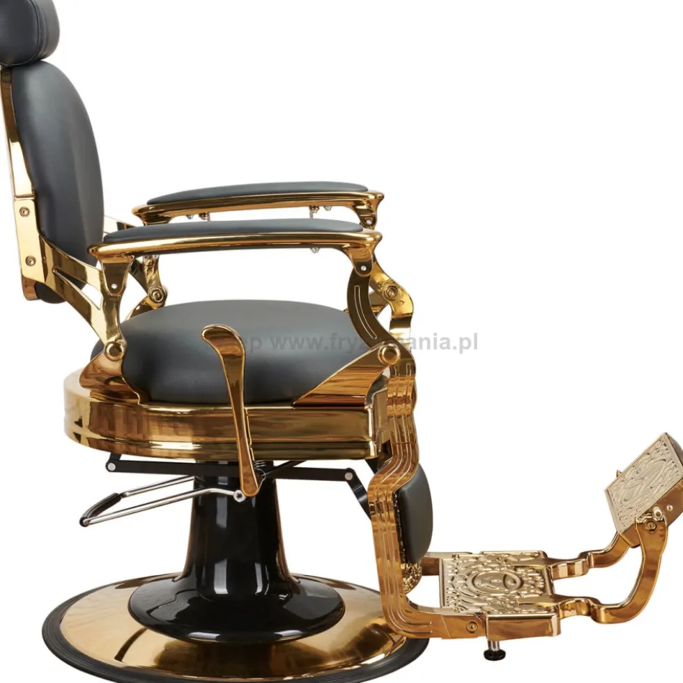 Ayala Solomon Gold Fotel barberski czarny, złota rama dostępny w 48h