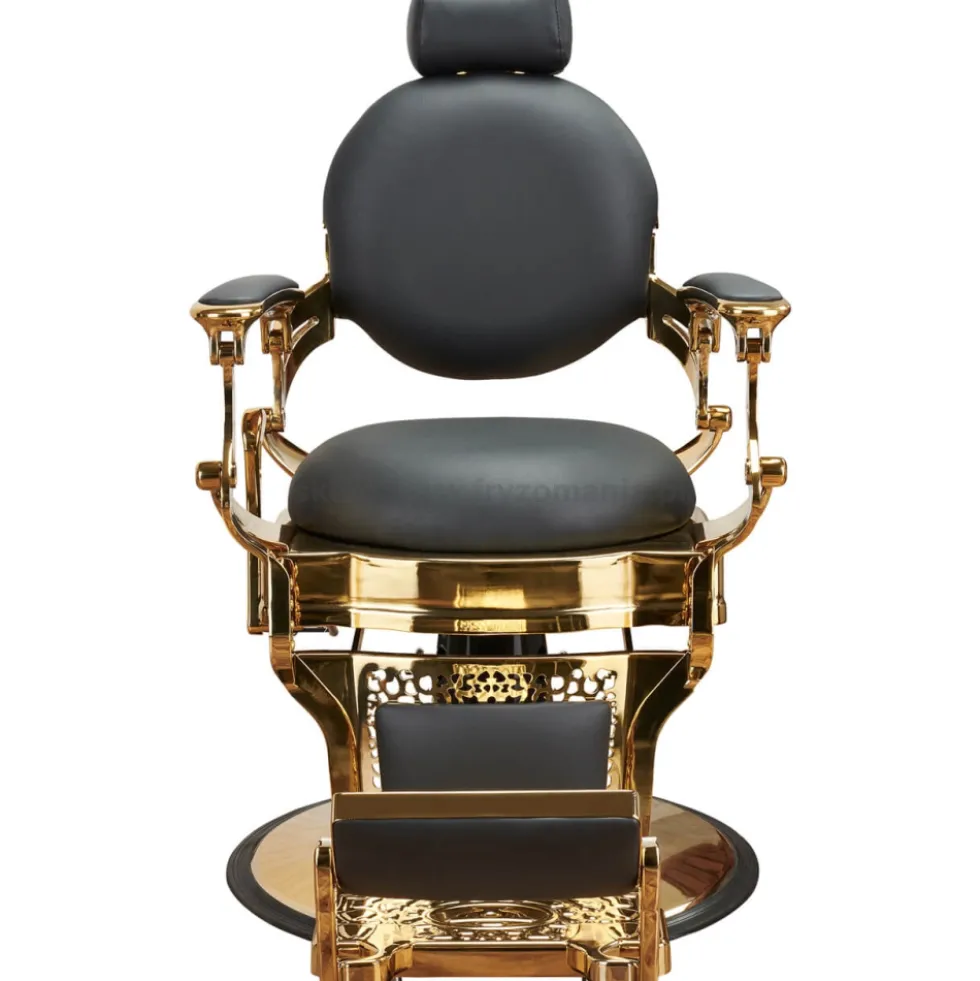 Ayala Solomon Gold Fotel barberski czarny, złota rama dostępny w 48h