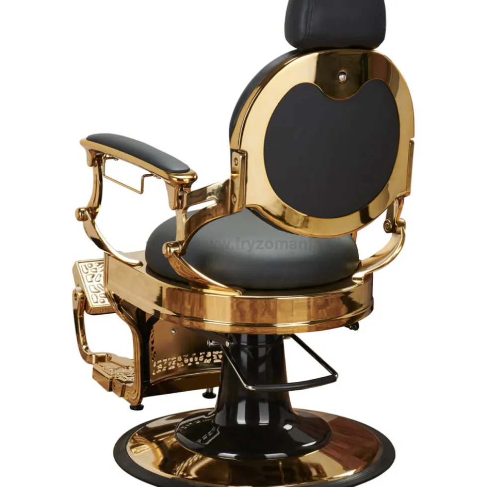Ayala Solomon Gold Fotel barberski czarny, złota rama dostępny w 48h