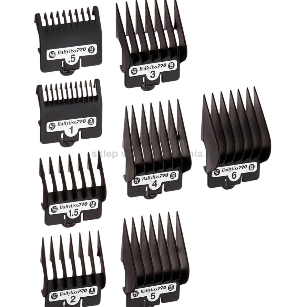 BaByliss Pro Nasadki do maszynki FX880E, rozmiary: 1.5, 3, 4.8, 6, 10, 13, 16, 19mm