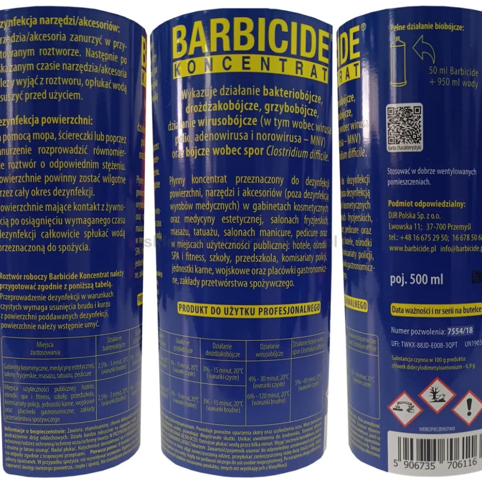 Barbicide Koncentrat do dezynfekcji narzędzi fryzjerskich i kosmetycznych oraz powierzchni 1900ml