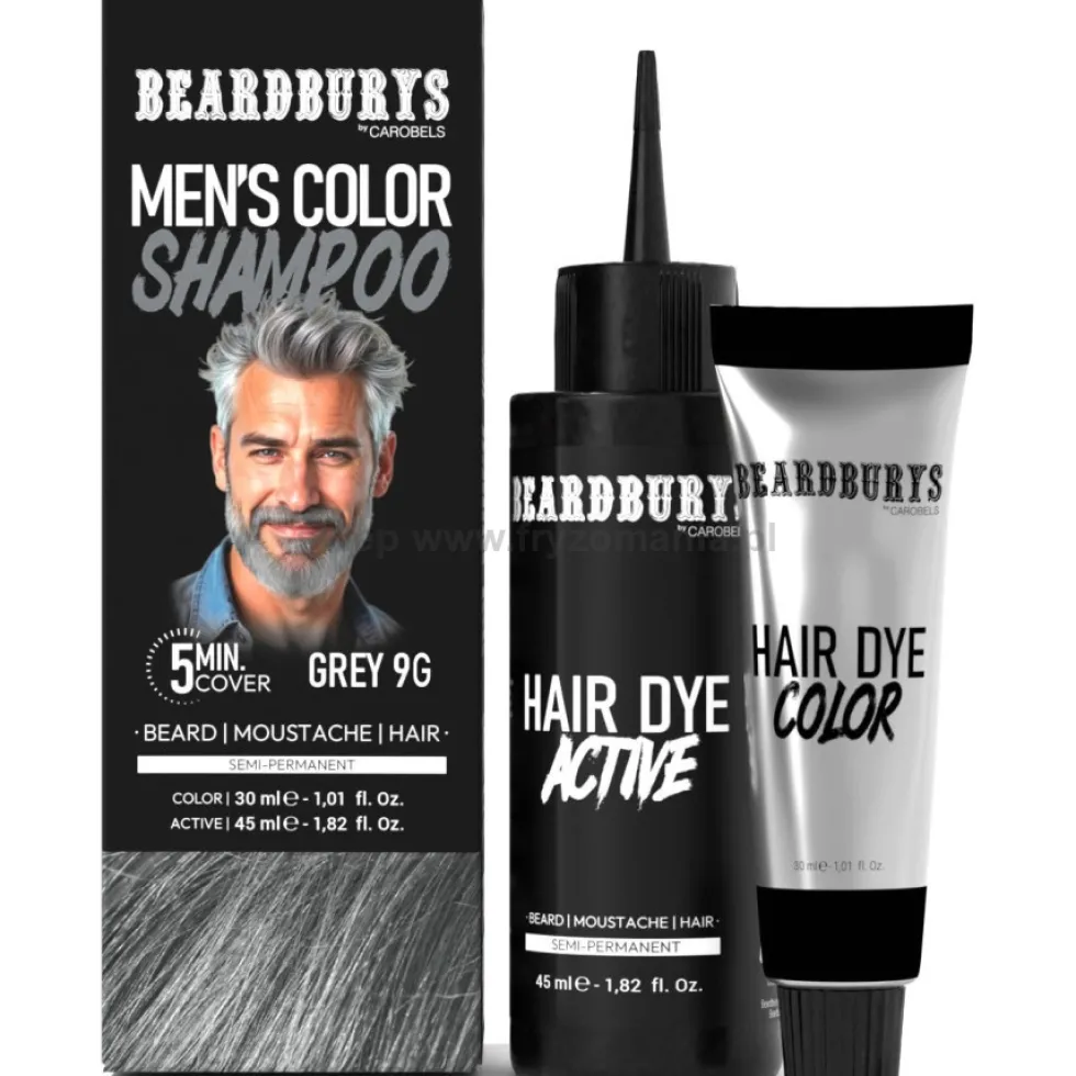 Beardburys Szampon koloryzujący do włosów, brody i wąsów, bez amoniaku i parabenów 30ml + 45ml