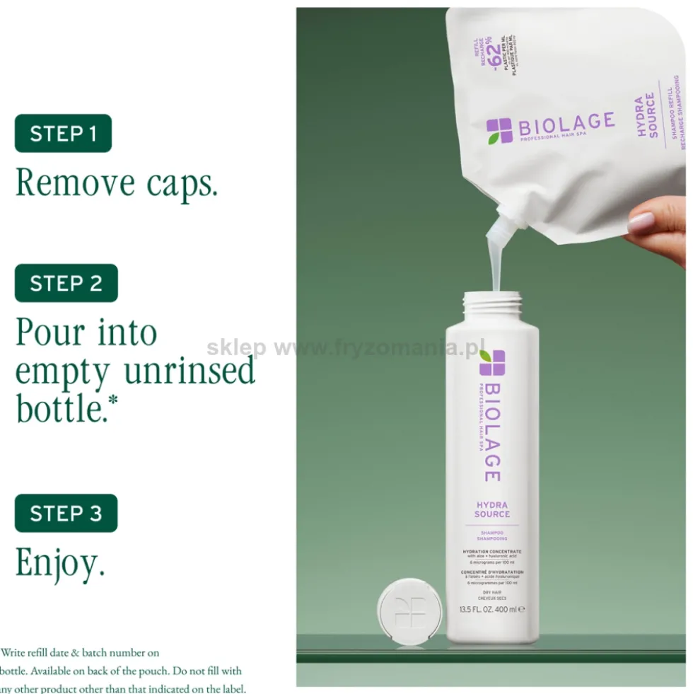 Biolage Hydra Source Szampon nawilżający do włosów suchych 500ml, refill