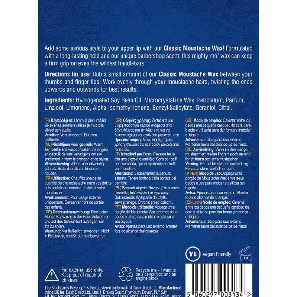 Bluebeards Revenge Classic Moustache Wosk do stylizacji wąsów 30ml