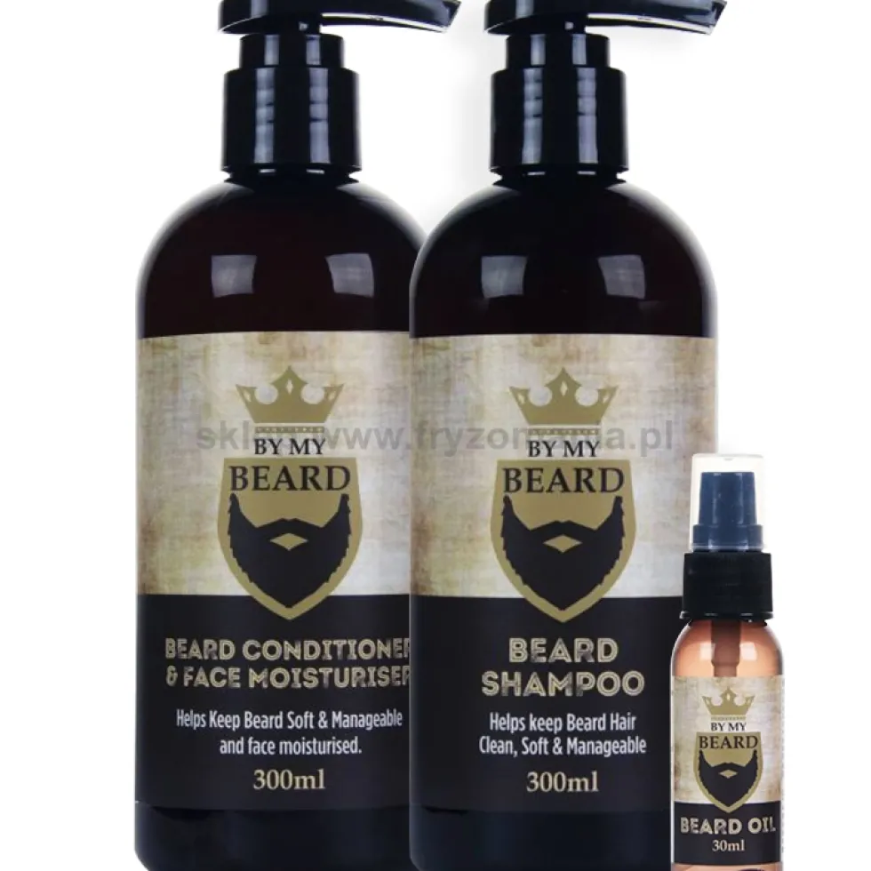 By My Beard Zestaw do brody szampon, odżywka i olejek 2x300ml, 30ml