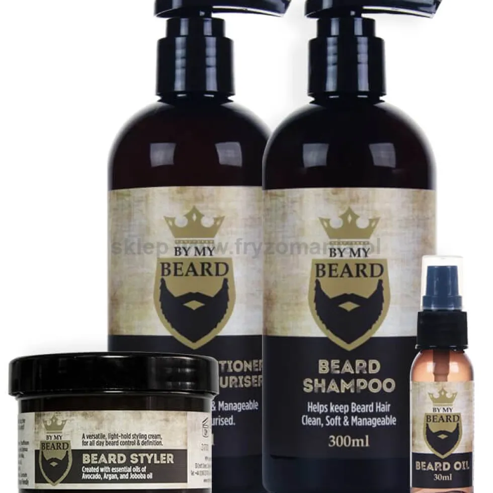 By My Beard Zestaw do brody szampon, odżywka, olejek i krem 2x300ml, 150ml, 30ml