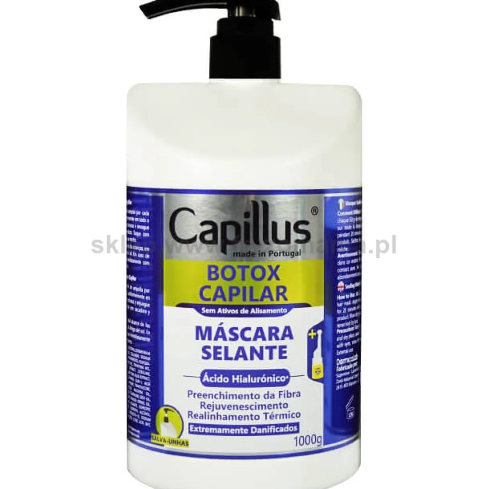 Capillus Botox Capilar Botox na włosy - zestaw szampon i maska 2x1000ml + ampułki z kwasem hialuronowym 12x10ml