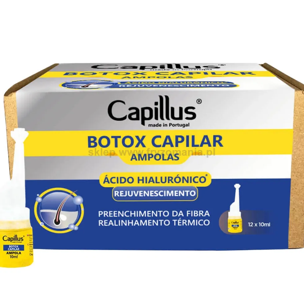 Capillus Botox Capilar Botox na włosy - zestaw szampon i maska 2x1000ml + ampułki z kwasem hialuronowym 12x10ml