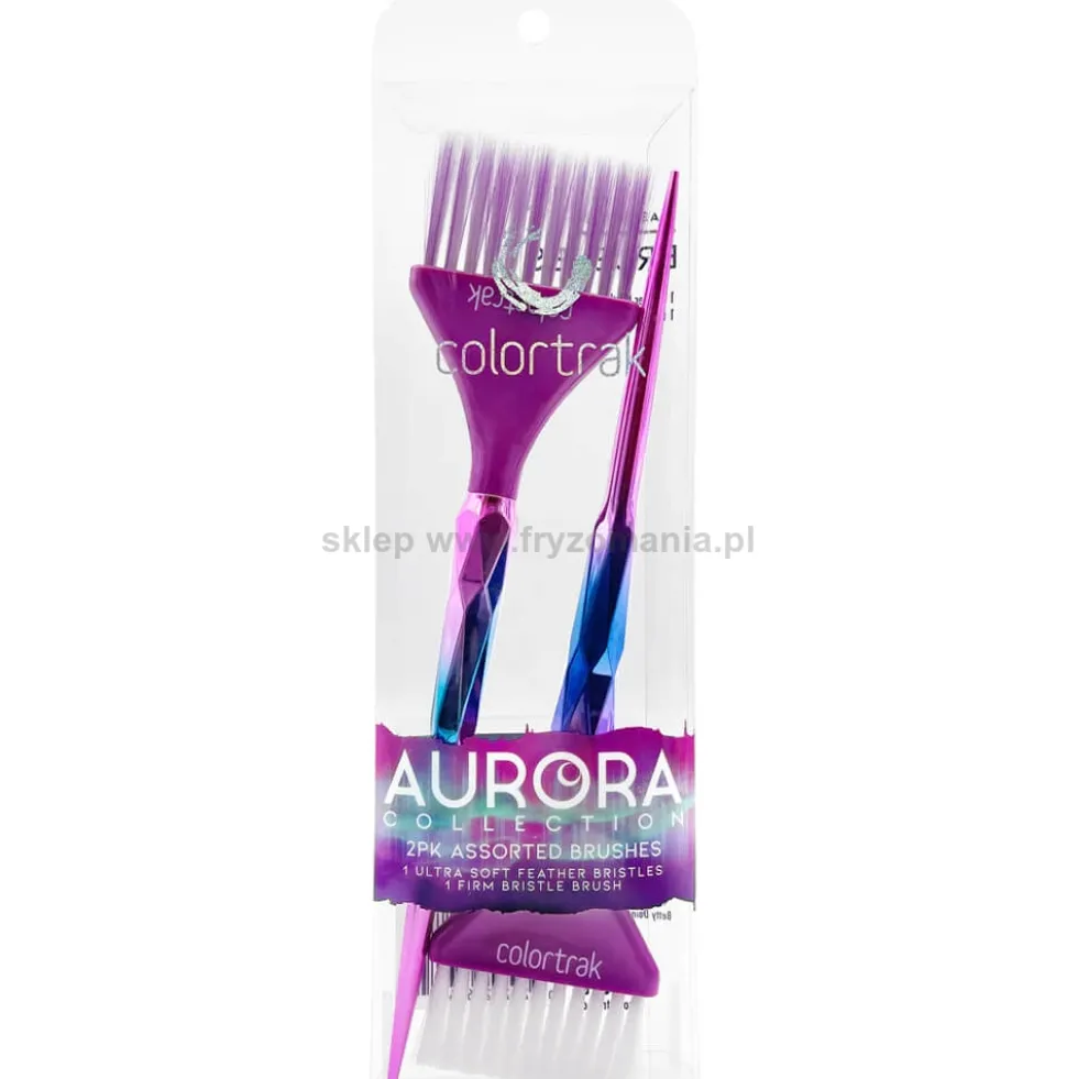 Colortrak Aurora - zestaw do farbowania włosów pędzelek 2szt., klipsy 4szt. i miseczka do farb
