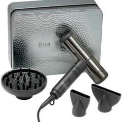 Diva Atmos Atom 2 Suszarka do włosów z dyfuzorem, czarna 2000W