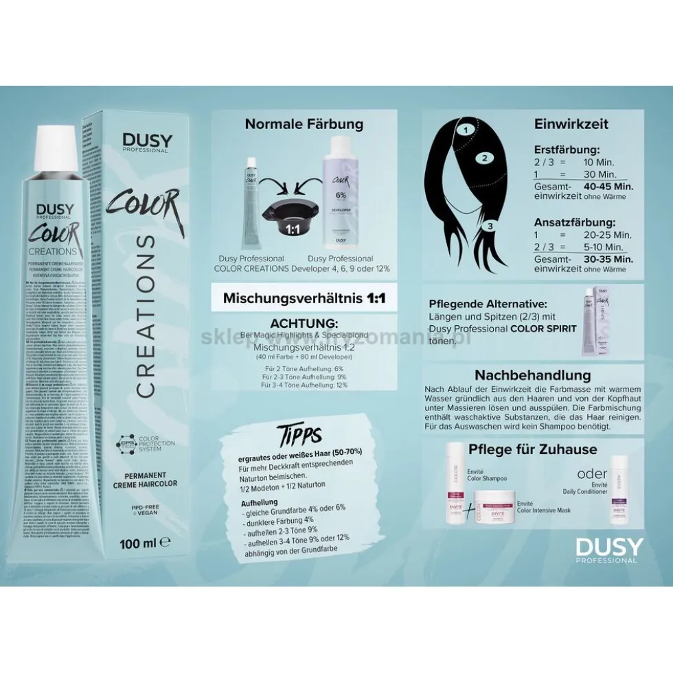 Dusy Professional Color Creations Mixing Karta mieszania farb, manual