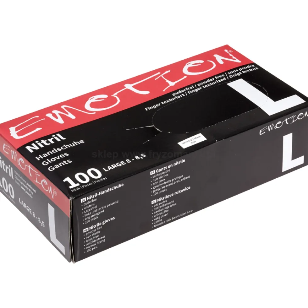Efalock Professional Emotional Nitril Rękawiczki nitrylowe czarne, rozmiary S, M, L, XL 100szt.