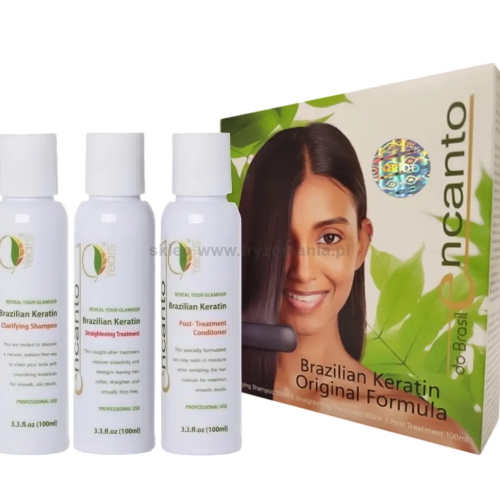 Encanto Do Brasil Keratyna do prostowania włosów zestaw 3x100ml
