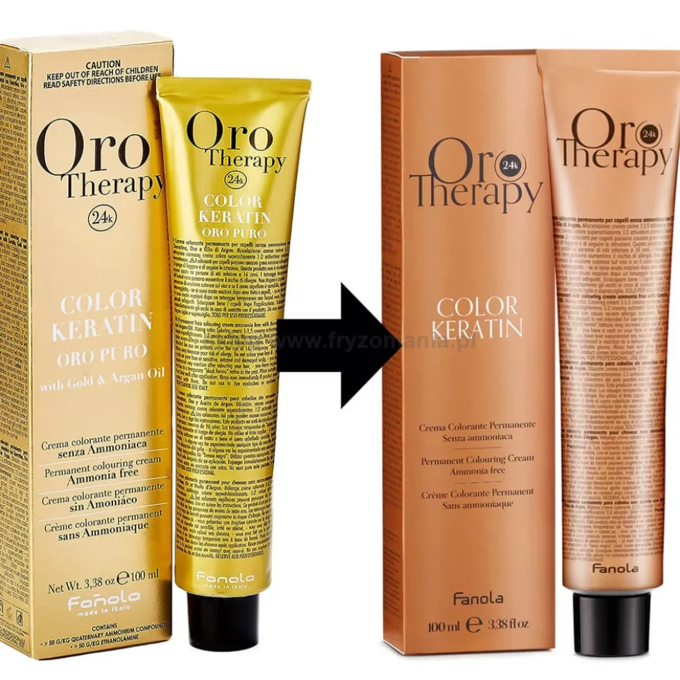 Fanola Oro Therapy Color Keratin Oro Puro Farba w kremie do trwałej koloryzacji bez amoniaku 100ml