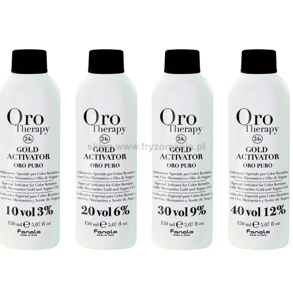Fanola Oro Therapy Gold Activator Oro Puro Aktywator w kremie z keratyną, stężenia: 3%, 6%, 9%, 12% 150ml