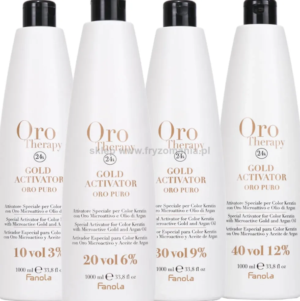 Fanola Oro Therapy Gold Activator Oro Puro Aktywator w kremie z keratyną, stężenia: 3%, 6%, 9%, 12% 1000ml