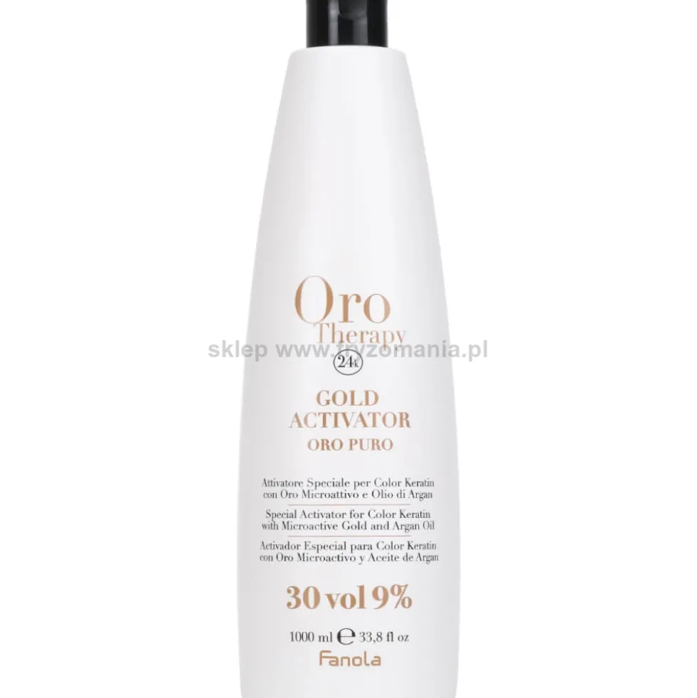 Fanola Oro Therapy Gold Activator Oro Puro Aktywator w kremie z keratyną, stężenia: 3%, 6%, 9%, 12% 1000ml