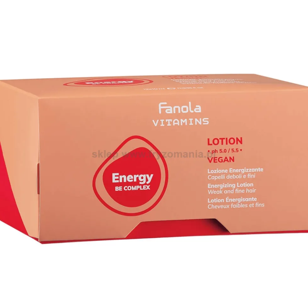 Fanola Vitamins Energy Ampułki / Lotion do włosów cienkich i osłabionych 12x10ml