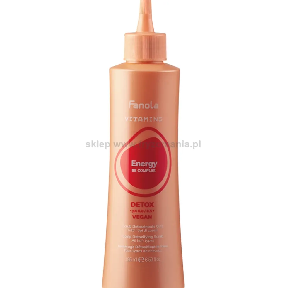 Fanola Vitamins Energy Detox Peeling do skóry głowy i włosów, usuwający zanieczyszczenia 195ml