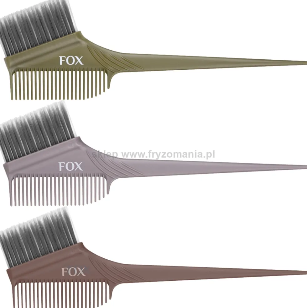 Fox Earth Colors Pędzel do farbowania włosów z grzebieniem, różne kolory