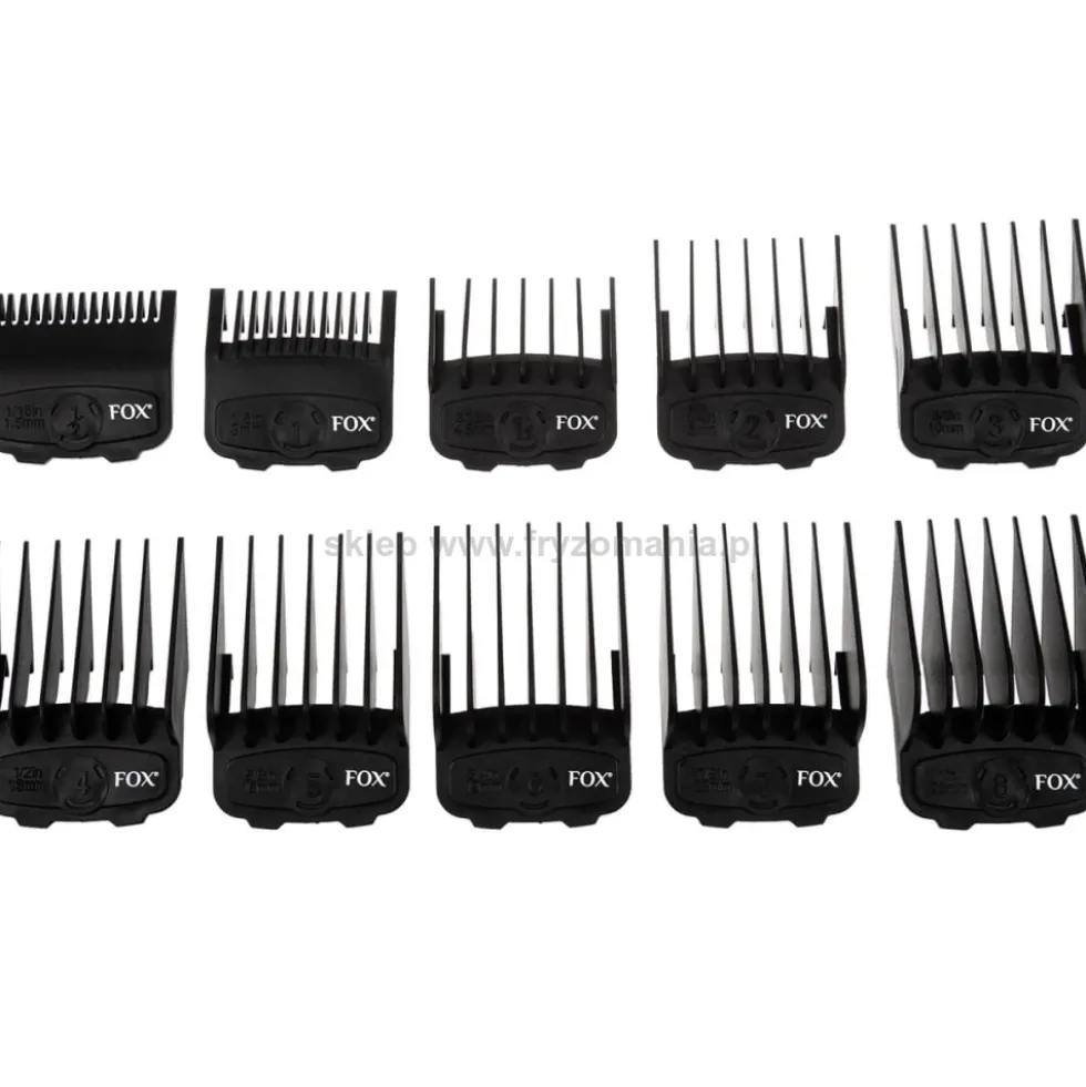 Fox Magnet Nasadki do maszynki 10szt. rozmiary 1.5mm - 25mm, noże tnące U