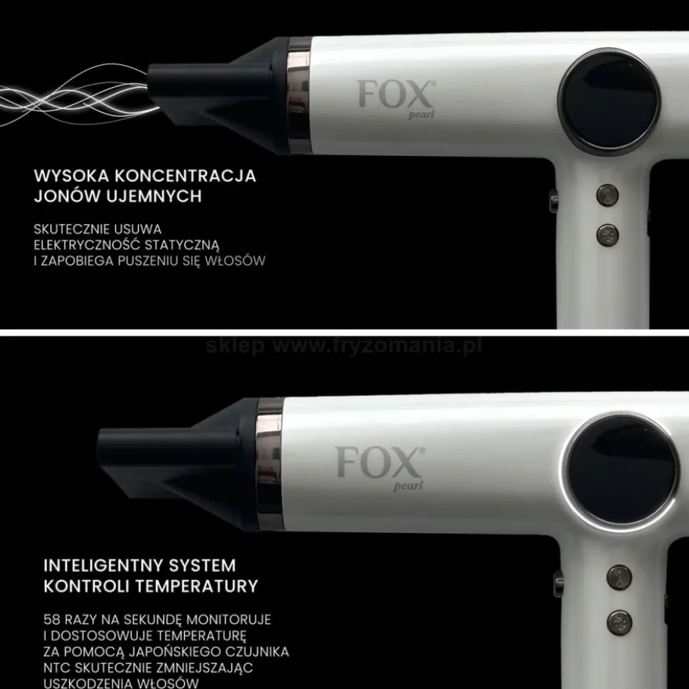 Fox Pearl Suszarka do włosów z jonizacją, ultracicha 1800W
