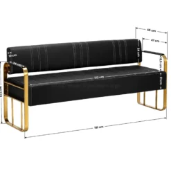 Gabbiano Avila Sofa do poczekalni fryzjerskiej, złoto-czarna, dostępna w 48H