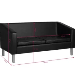 Gabbiano BM18003 Sofa do poczekalni fryzjerskiej, czarna