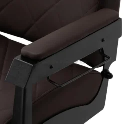 Gabbiano Bruno Fotel barberski brązowy z czarną ramą dostępny w 48h