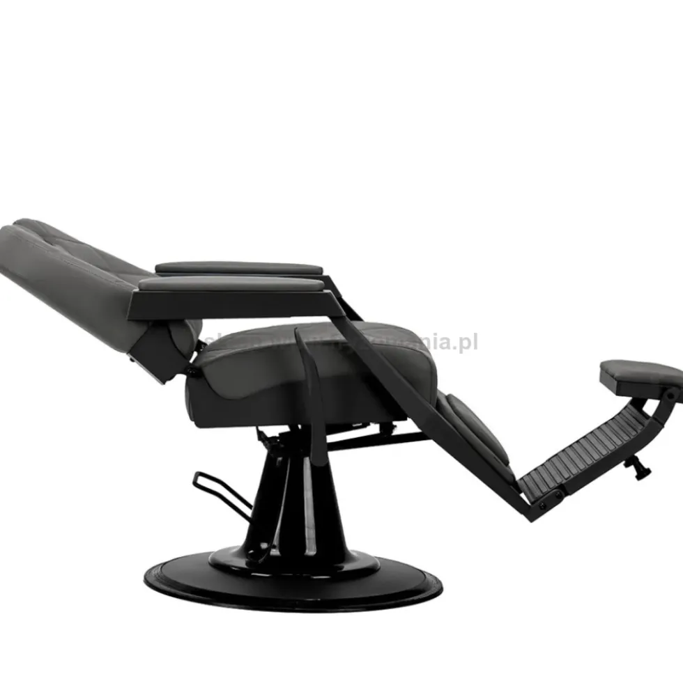 Gabbiano Bruno Fotel barberski szary z czarną podstawą, dostępny w 48h