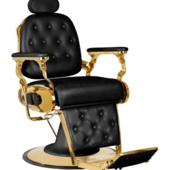 Gabbiano Francesco, fotel barberski złoto-czarny, dostępny w 48h