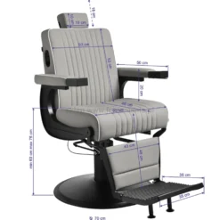 Gabbiano Levi Fotel barberski szary z czarną ramą, dostępny w 48h